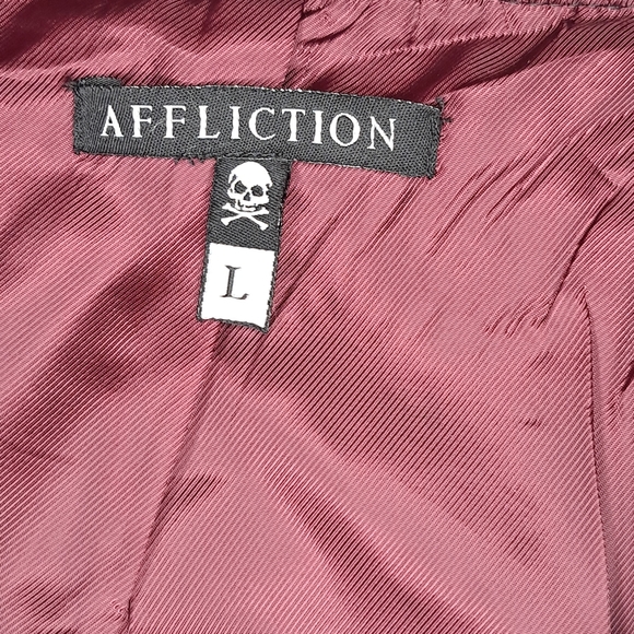 Affliction Vintage Black Pea Coat Punk Goth Men's Large Just PU From Dry Cleaner - Picture 10 of 16